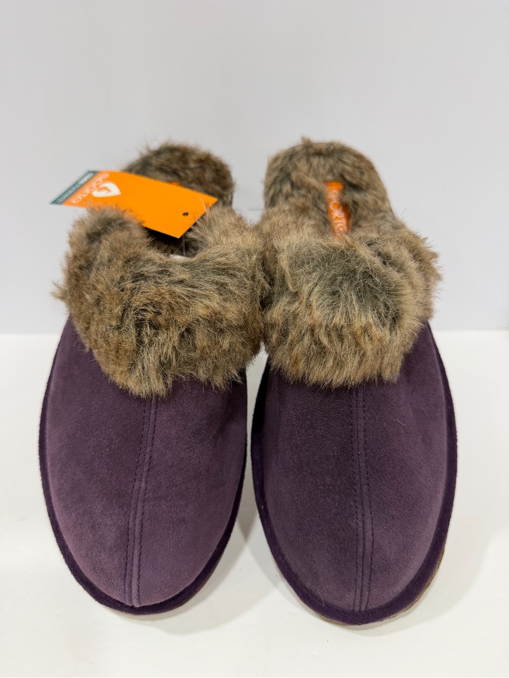 Sporto Jasmine 2 Purple Suede Faux Fur Clog Slippers Size XL (11-12)NWT - Picture 4 of 8